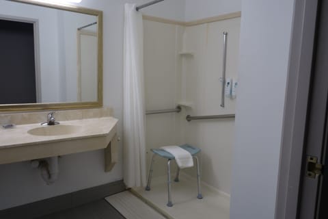 Suite, 1 King Bed, Accessible, Jetted Tub (Non-smoking) | Bathroom | Combined shower/tub, free toiletries, hair dryer, towels