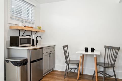 Microwave, Mini-fridge, and Coffee station