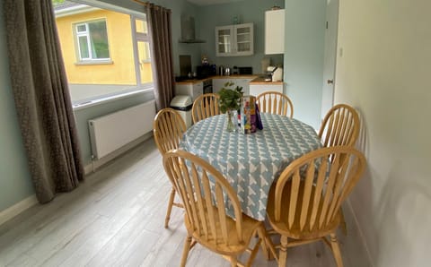 Dining area with extendable table.