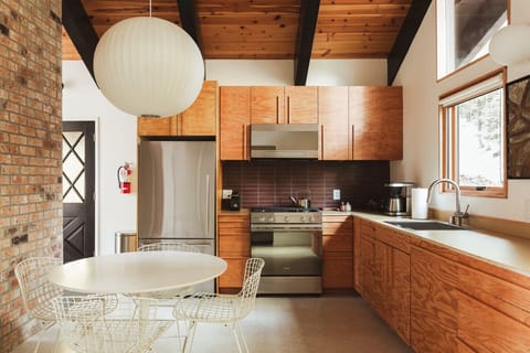 Recently remodeled kitchen with stainless appliances