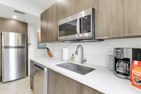 Both kitchens are well stocked with all the pots, pans, utensils, dishes