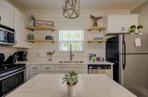 Splendid kitchen with stainless steel appliances.