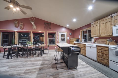 View of the spacious kitchen and dining area