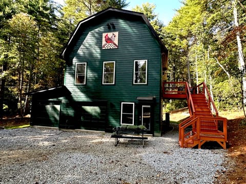End of the 1/4 mile driveway.  Entrance to cottage is upstairs.