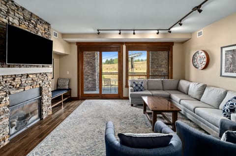 Modern, comfortable furnishings in the living room.