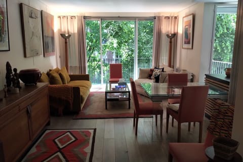 Looking from the entry towards the balcony