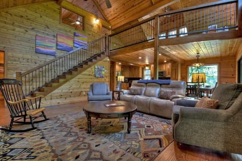 Large living area - wood burning fireplace and open kitchen