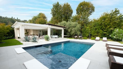 Outdoor pool, sun loungers