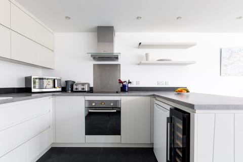 Fridge, dishwasher, electric kettle, toaster