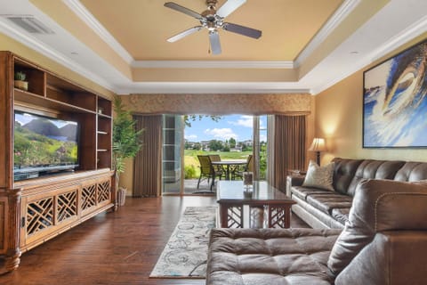 Living room with golf course view
