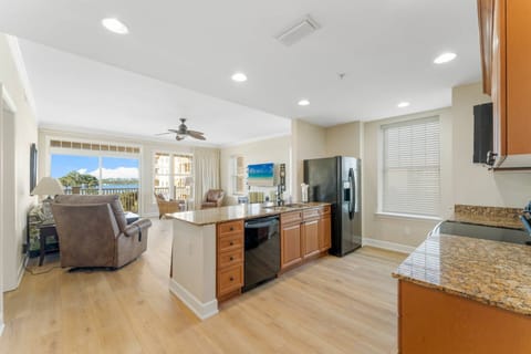 Prepare meals in the kitchen while enjoying gorgeous views of the bay.