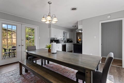 Farm table with two benches and two chairs