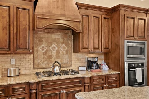 Stove and counter with coffee marker