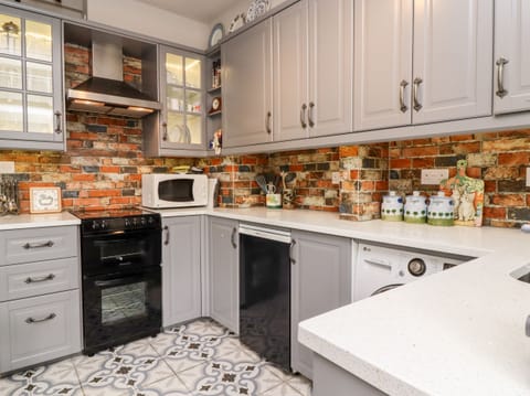 Fridge, dishwasher, electric kettle, toaster