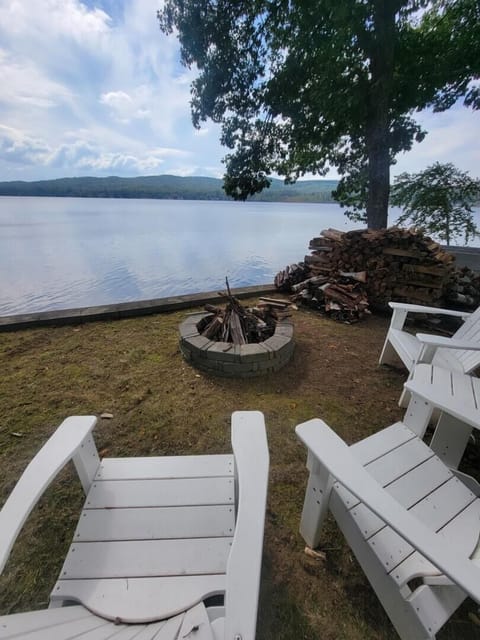 Enjoy the fire pit overlooking the lake