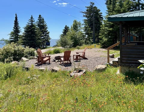 Gorgeous Lake views from your private firepit. Note Eve's Place sign and stairs to beach in distance
