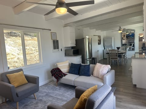 The futon turns into a bed.