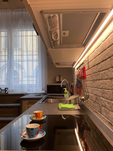 Full-size fridge, dishwasher, coffee grinder