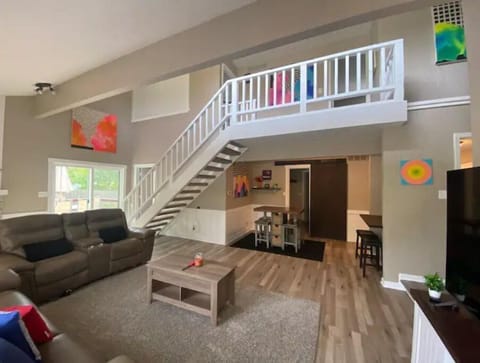 Open living space with dining area