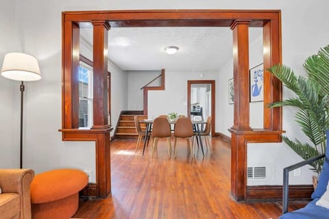 Warm wood floors, bold art, and loft-like ceilings — character in every corner