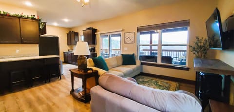 Living room, breakfast bar, kitchen