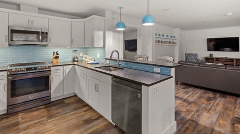 Modern decor on lower level unit