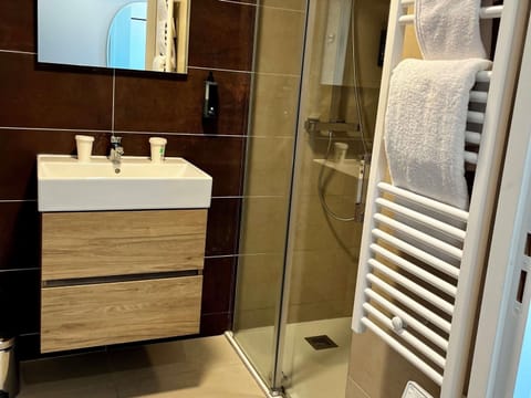 Standard Room, 1 Double Bed, Balcony | Bathroom | Shower, hydromassage showerhead, hair dryer, towels