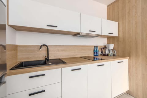 Kitchenette with a toaster.