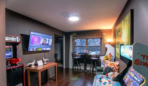 Ultimate game room with 3 arcade machines + 200+ games, Pac-Man, Simpsons & more. Perfect for kids & adults.