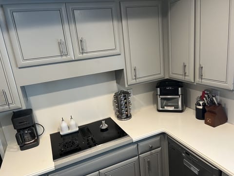 Fully stocked kitchen.