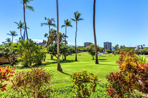 Surrounded by lush greenery