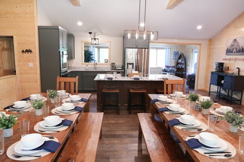 Experience the convenience and togetherness of an open floor plan, where the kitchen seamlessly connects with the dining area.