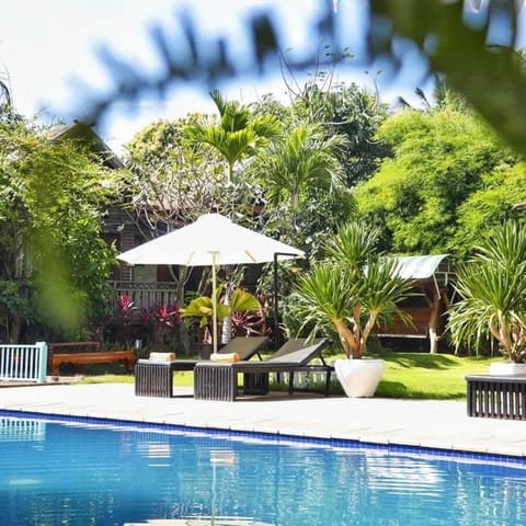 Outdoor pool, sun loungers