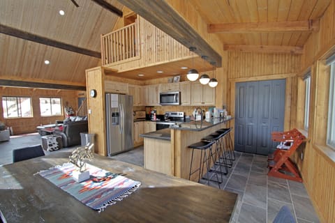 The view from the dining table shows how spacious the main level is.