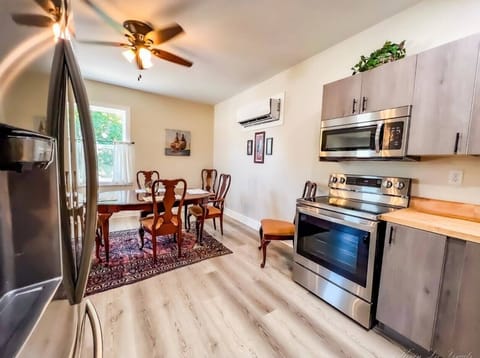 Kitchen service for 12 opens to the dining room