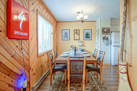 The dining room table seats 6.