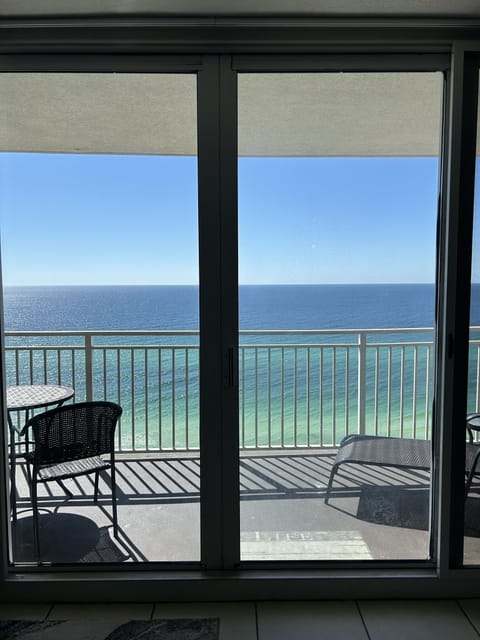 Emerald views of the Gulf from the balcony.