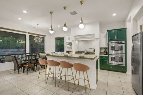 Extra room at the counter top for four. Plenty of dinnerware will be provided so you can enjoy takeout, pasta night or pizza delivery! 