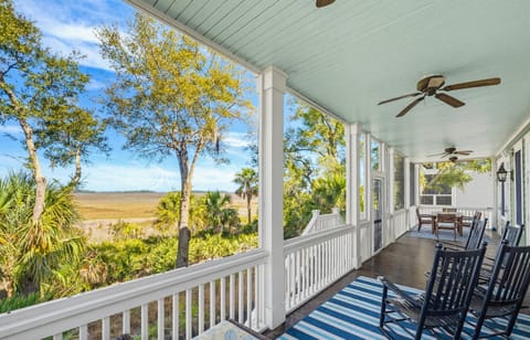 Screened Porch off 1st Level Primary with Marsh Views
