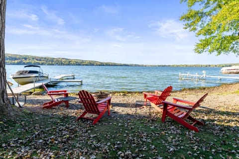 Relax by the lakeside fire pit and enjoy the peaceful sound of the lake