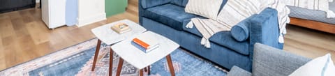The Rickhouse Loft is a studio loft suite with King, Full and Queen sleeper sofa. Full Kitchen bath and laundry