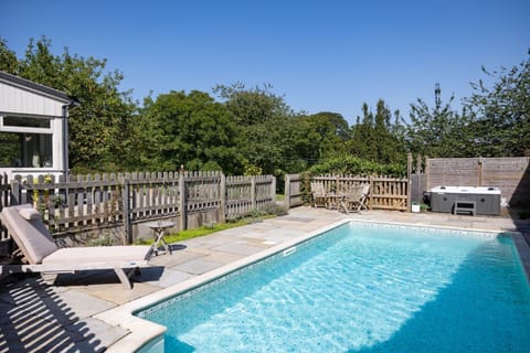 The heated swimming pool at Little Haven, Gower
