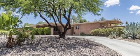Front entrance with covered parking and as well as the driveway area