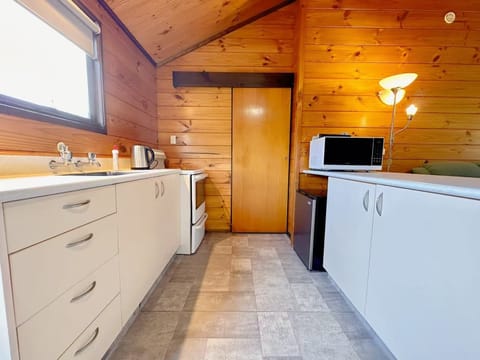 Mini-fridge, oven, stovetop, electric kettle