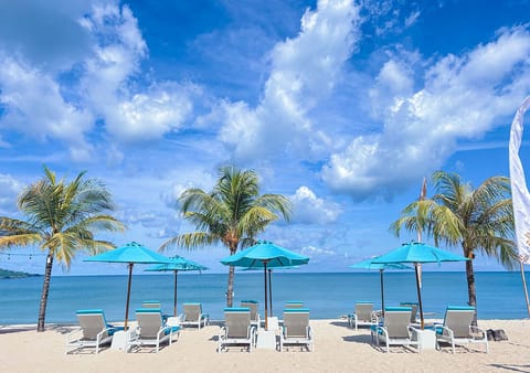 On the beach, white sand, free beach shuttle