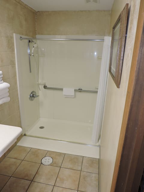 Standard Room, 2 Queen Beds, Accessible, Ground Floor | Bathroom shower
