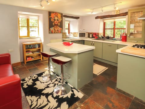 Fridge, electric kettle, cookware/dishes/utensils