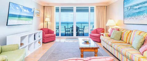 Condo, Multiple Beds, Balcony, Ocean View (Beachfront Bliss at Shoreline Towers ) | Living area | 41-inch flat-screen TV with digital channels