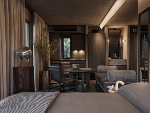 Acropolis View Penthouse Suite Outdoor Jetted Tub | Egyptian cotton sheets, premium bedding, down comforters