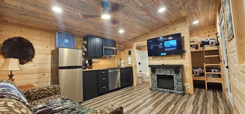 Premium Cabin, 1 Bedroom, Kitchenette | Living area | Flat-screen TV